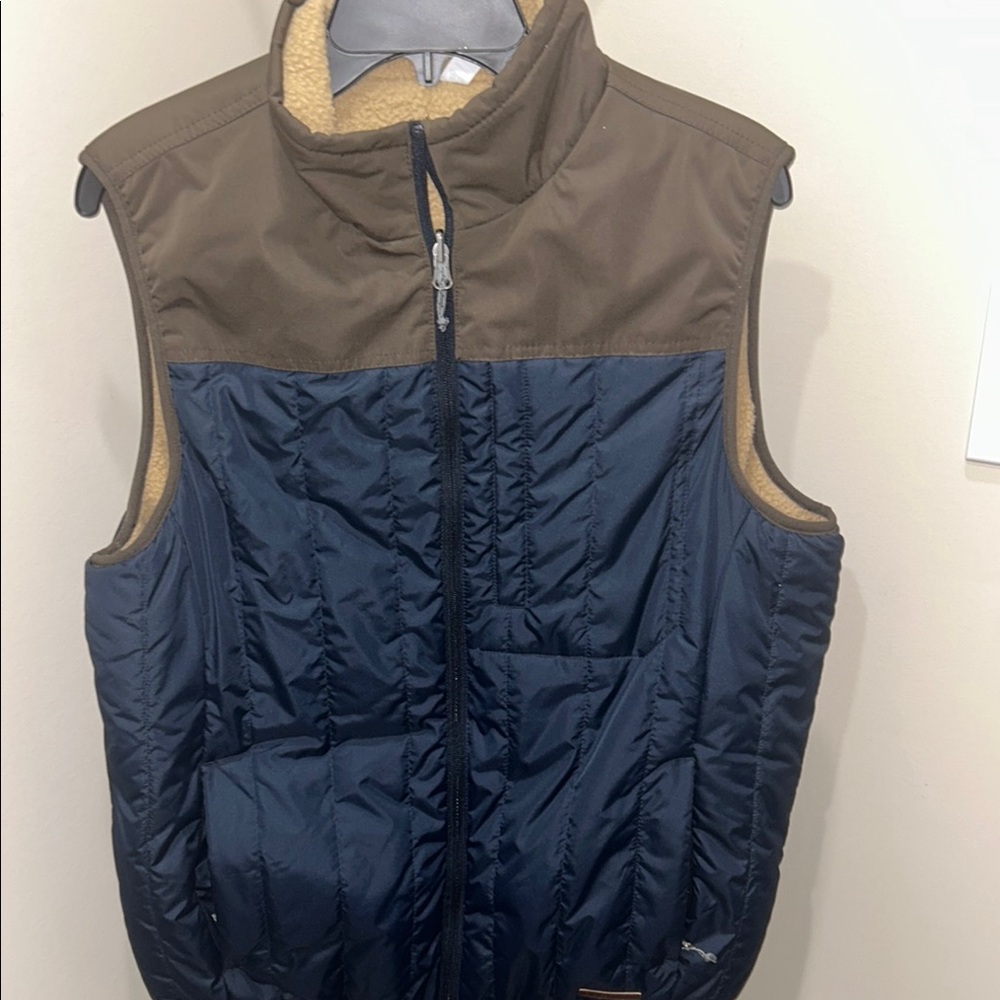 Free Country Men's Two-Tone Quilted Vest - Brown and Navy Size medium